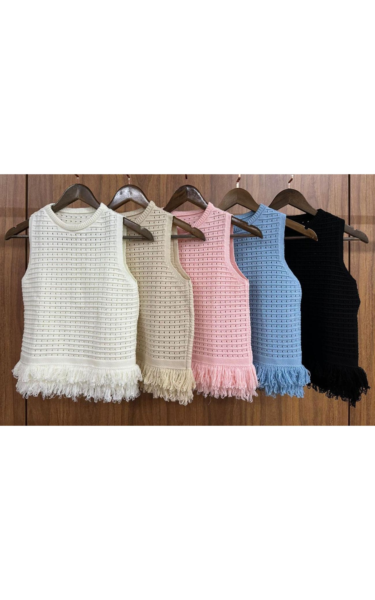Blusa Tricot Franjas na Barra - Off White 