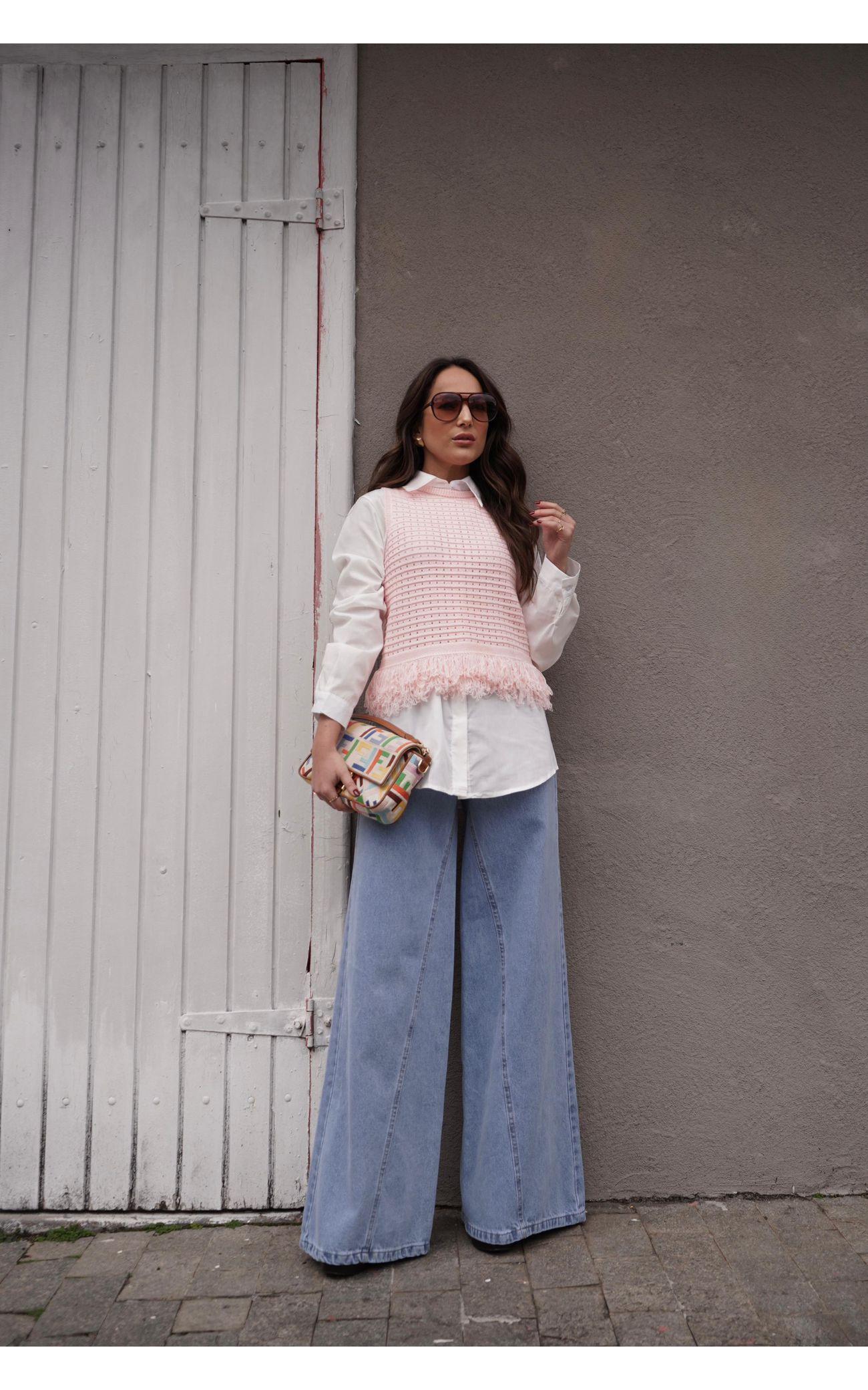 Blusa Tricot Franjas na Barra - Rosa Bebê