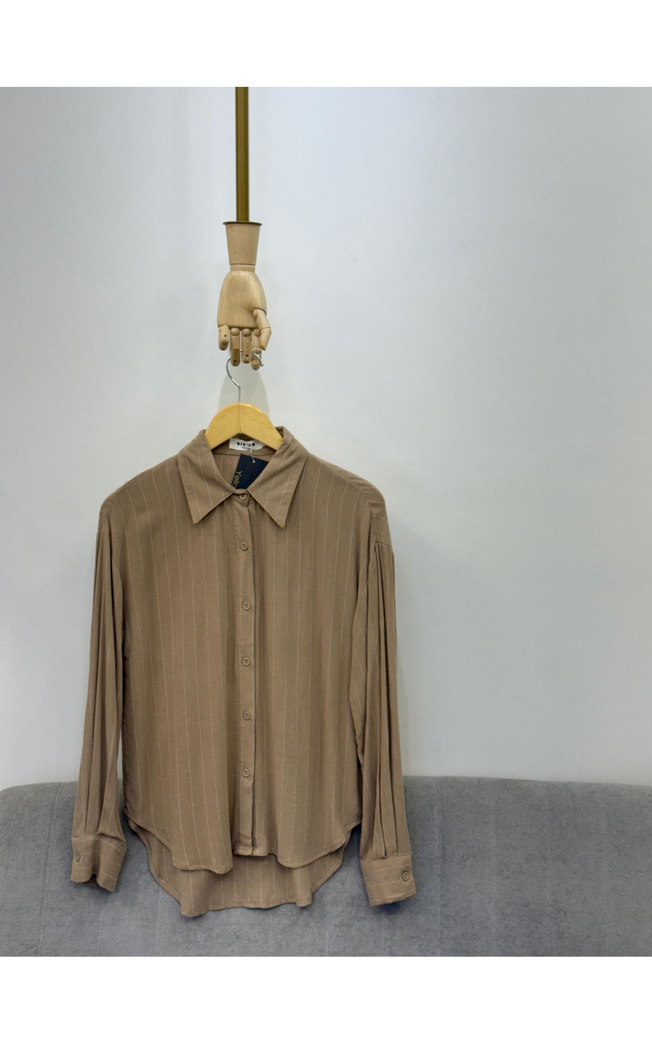 Camisa Linho Misto Risca de Giz - Natural do Linho