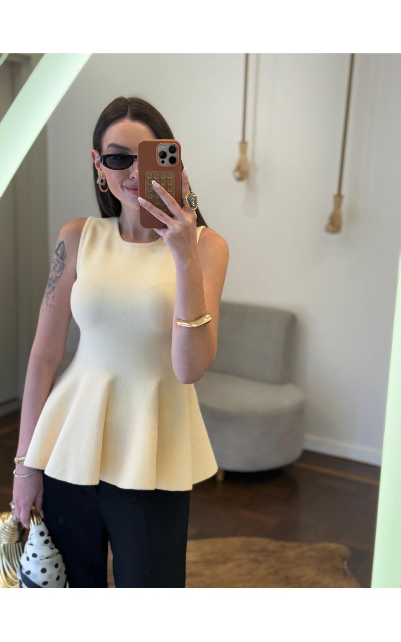 Blusa Fio Modal Peplum Iza - Amarelo Manteiga 