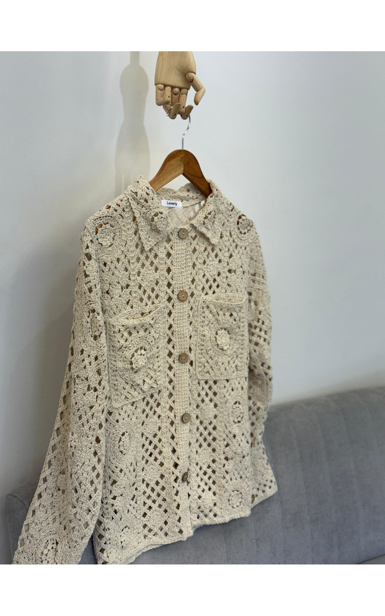 Maxi Camisa Crochê Maquinetado - Creme 