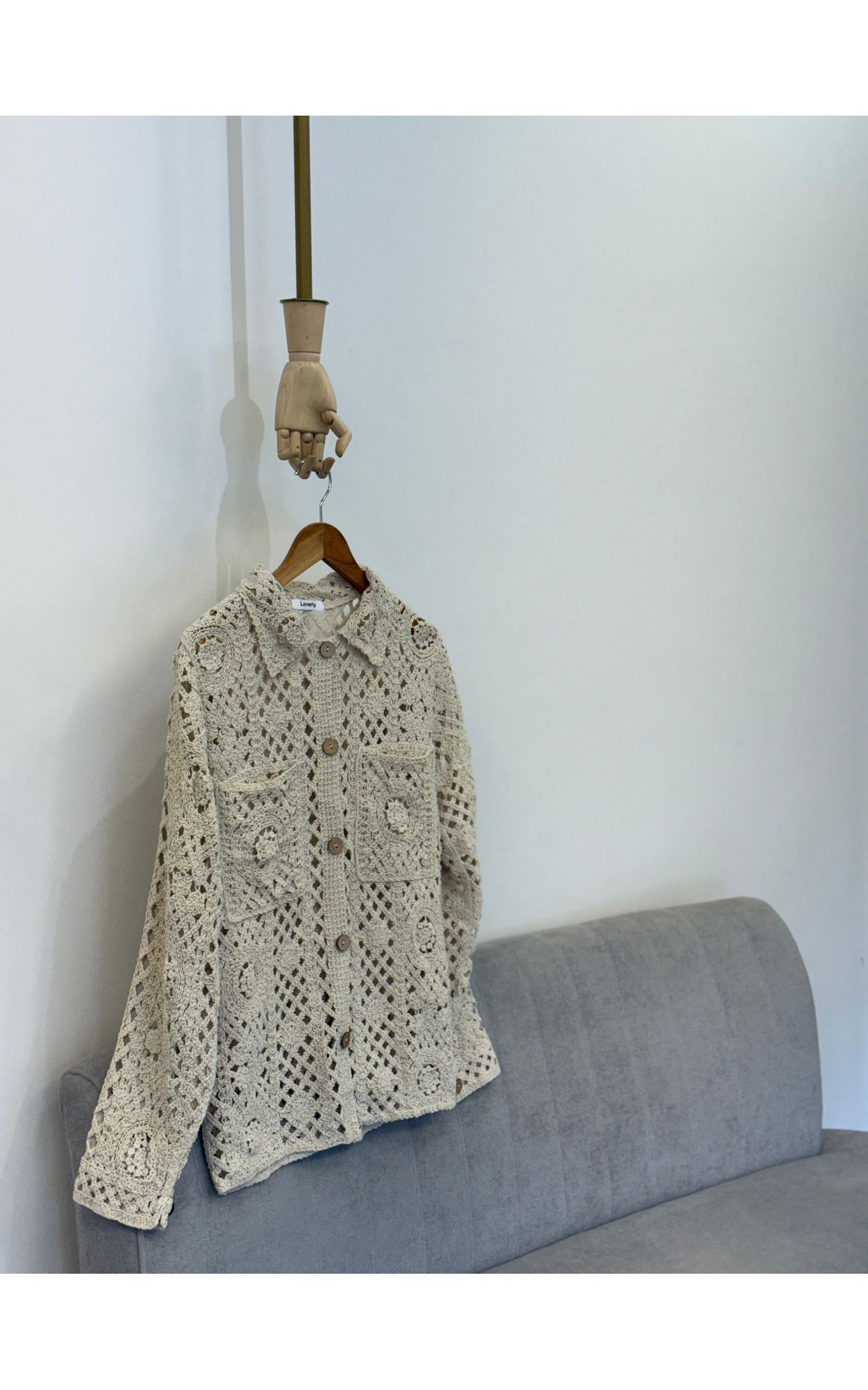 Maxi Camisa Crochê Maquinetado - Creme 
