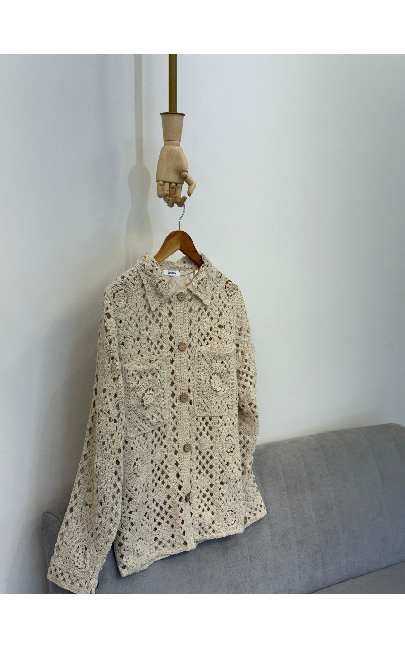 Maxi Camisa Crochê Maquinetado - Creme 