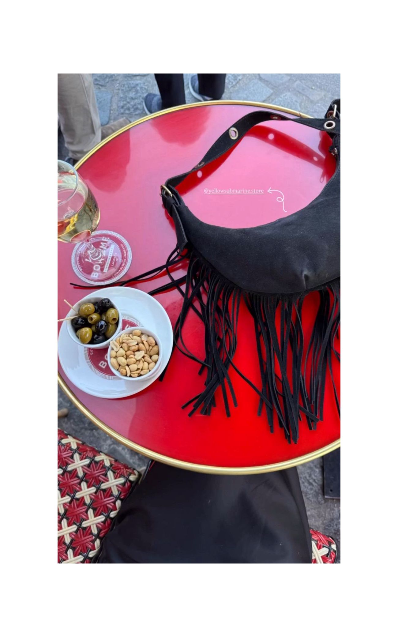 Bolsa Baguete c/ Franjas Chamois Vegan - Preta