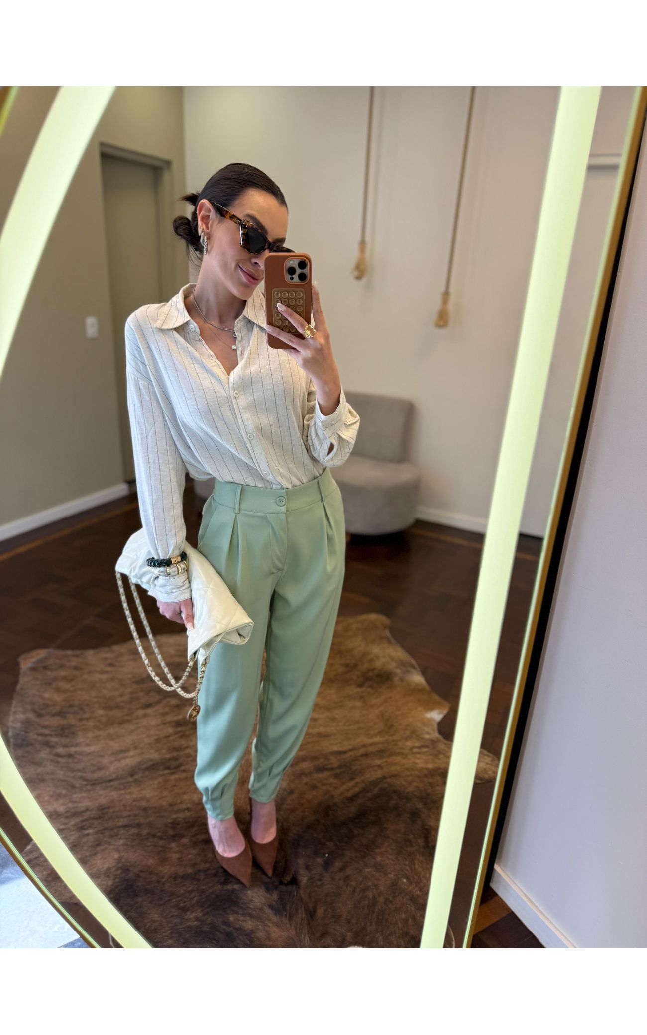 Calça Alfaiataria Cenoura Zíper - Verde 