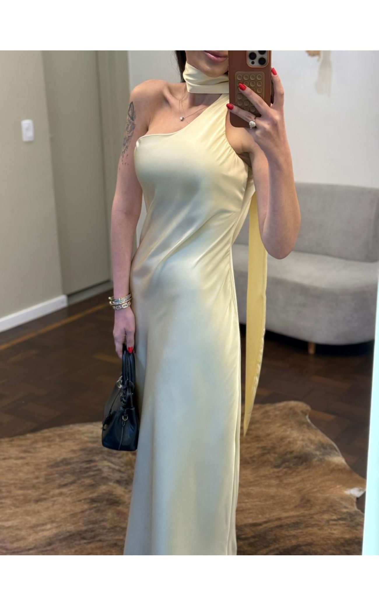 Vestido Cetim Maroca - Amarelo Manteiga