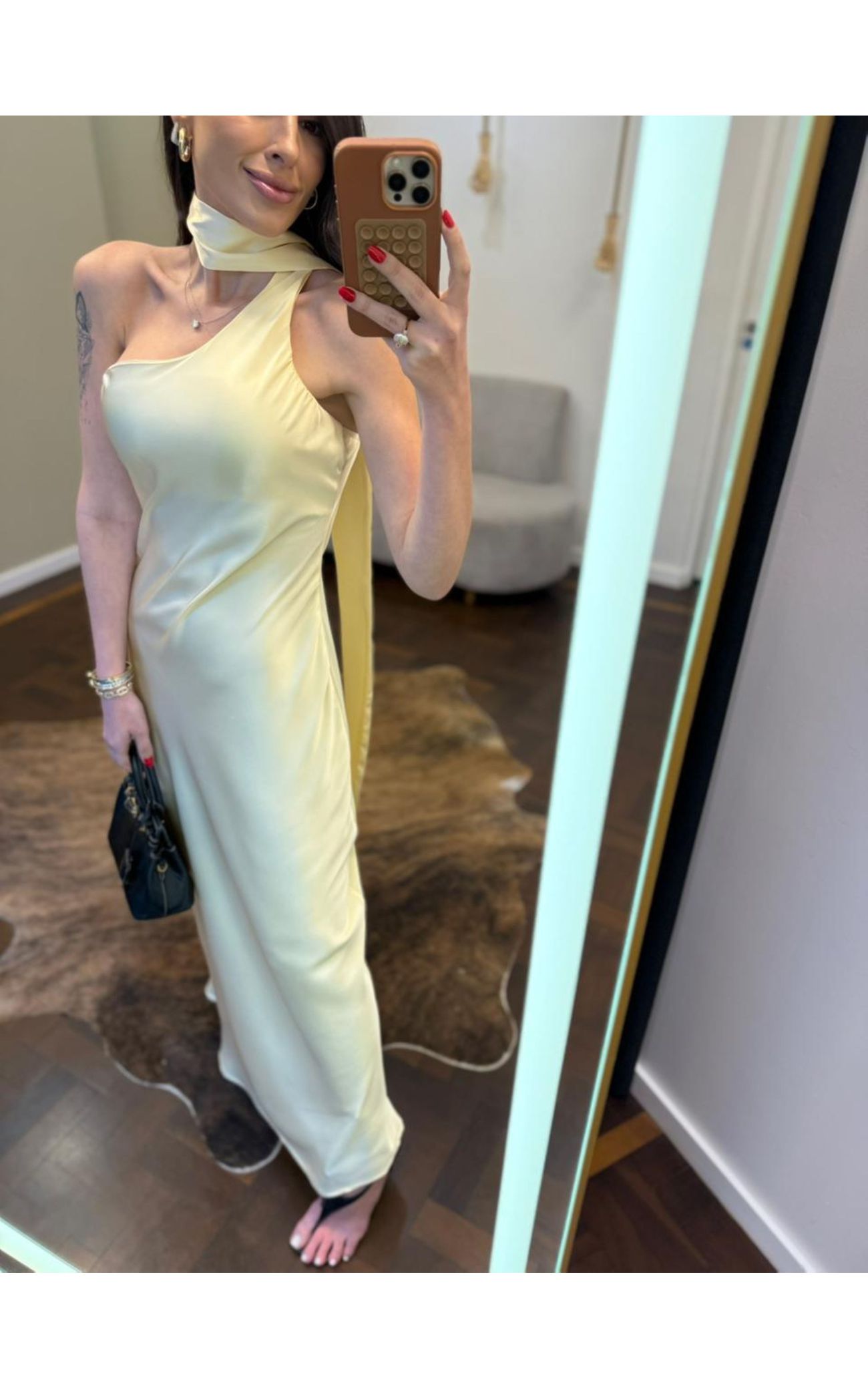 Vestido Cetim Maroca - Amarelo Manteiga