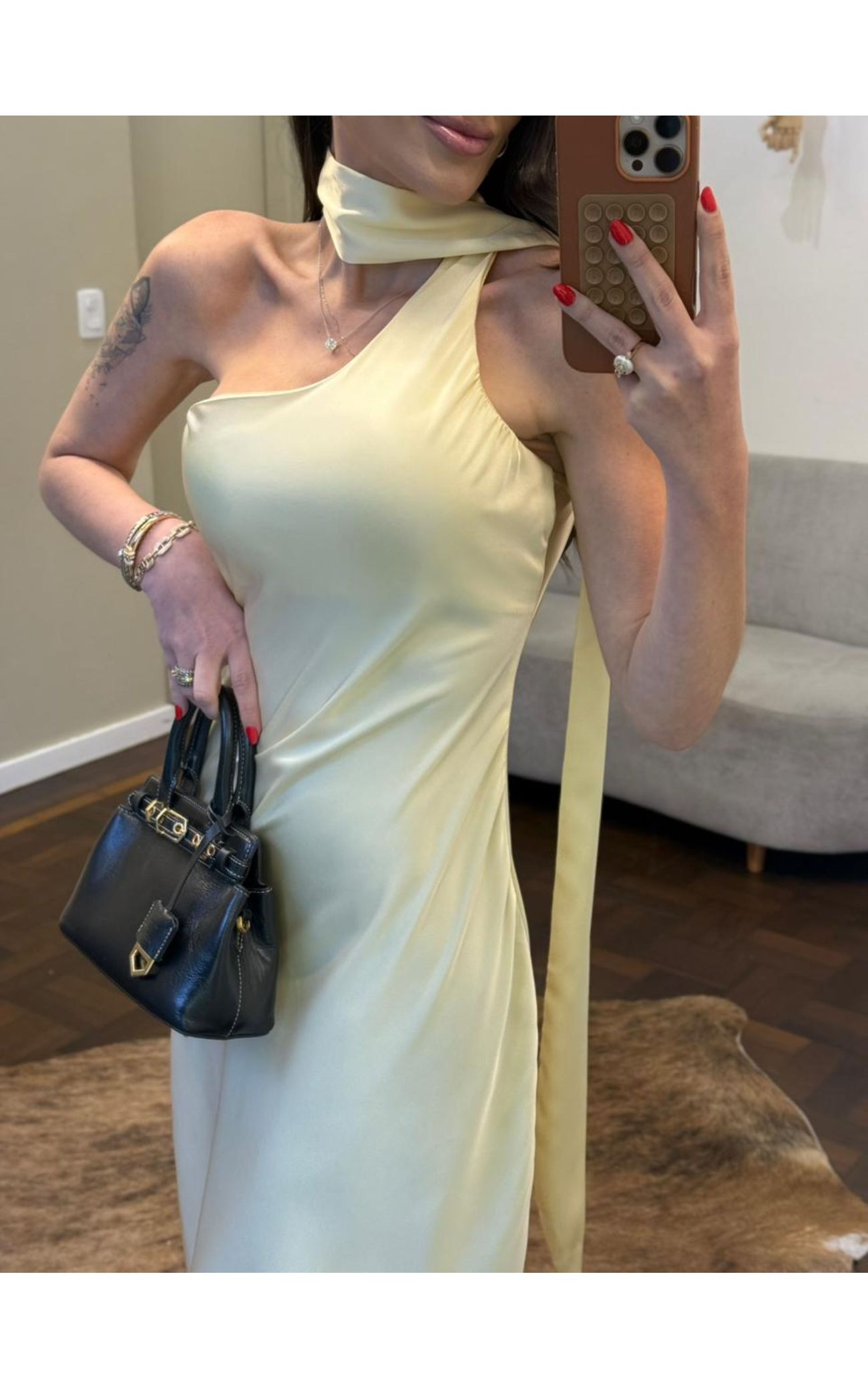 Vestido Cetim Maroca - Amarelo Manteiga