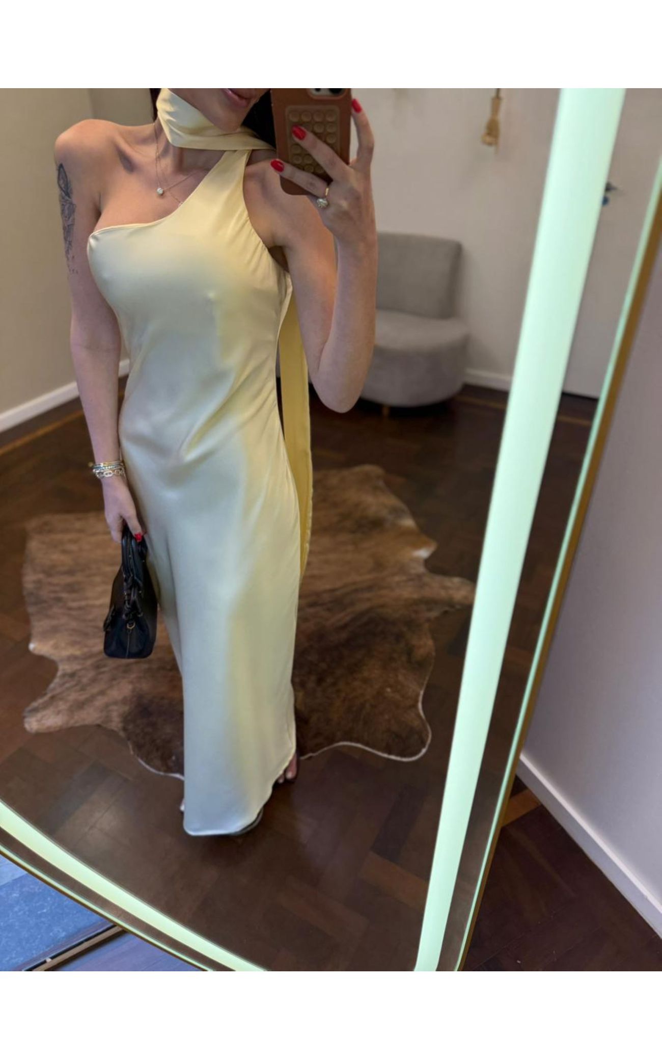 Vestido Cetim Maroca - Amarelo Manteiga