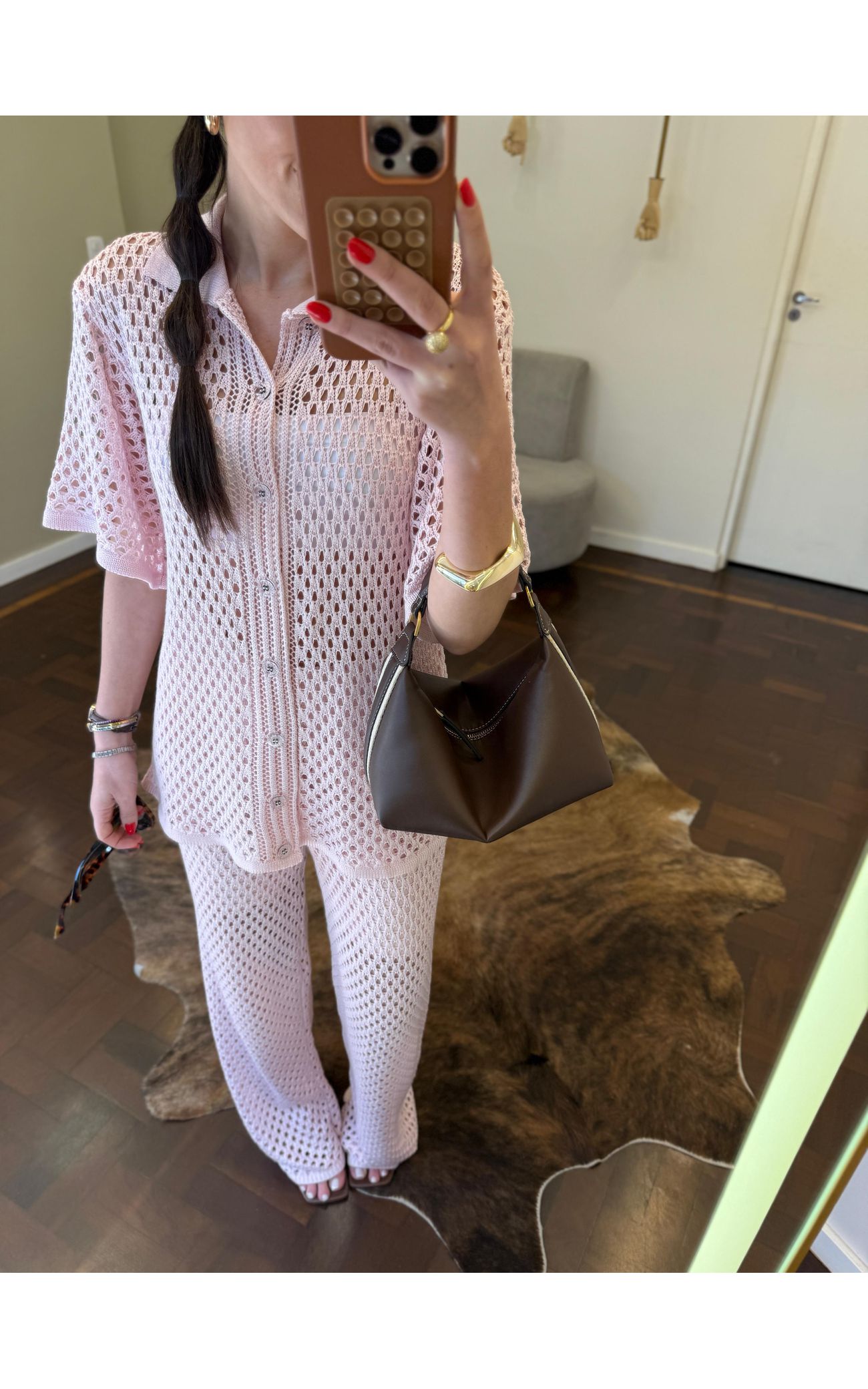 Conjunto Tricot Luísa - Rosa Bebê 