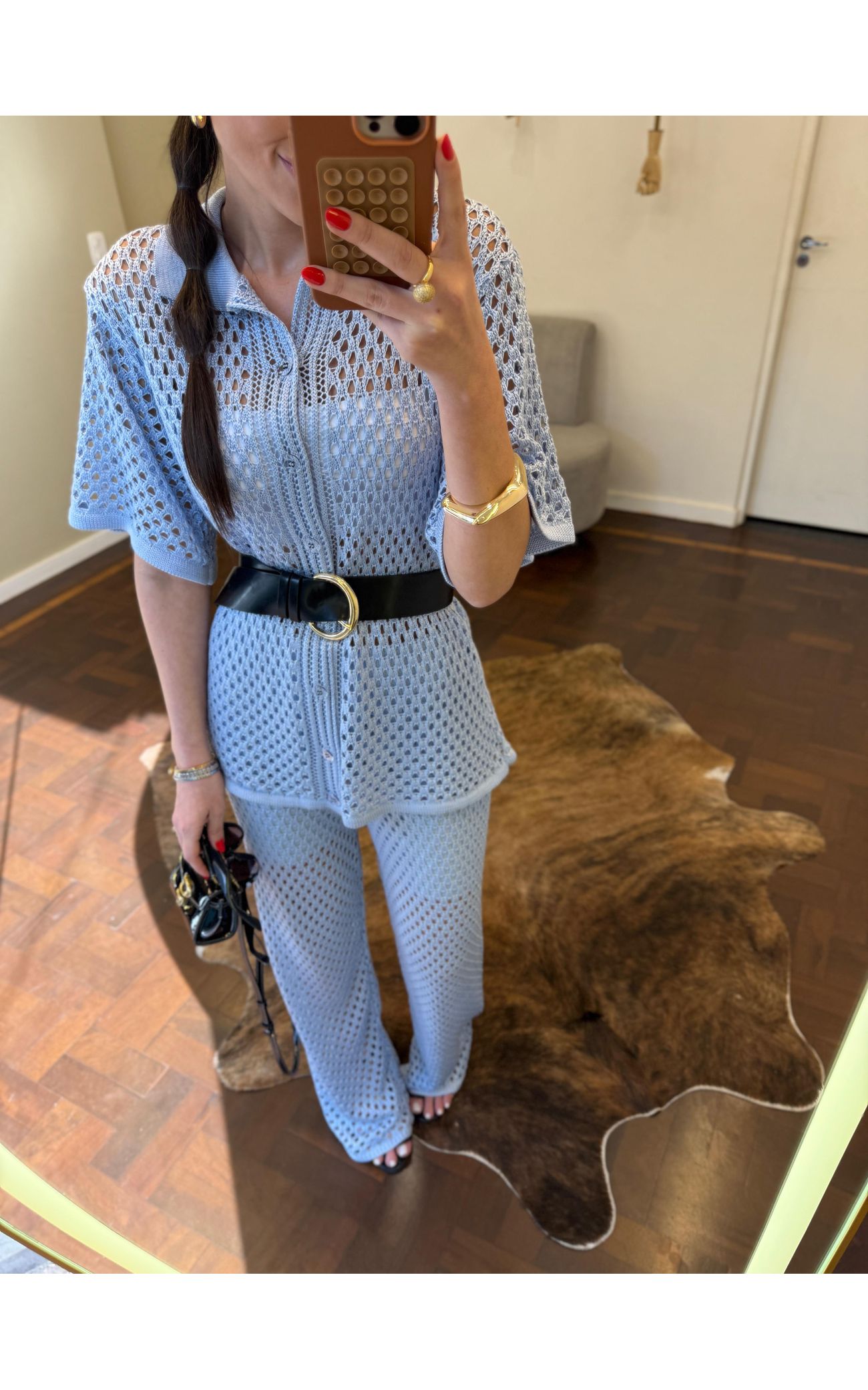 Conjunto Tricot Luísa - Azul Bebê 