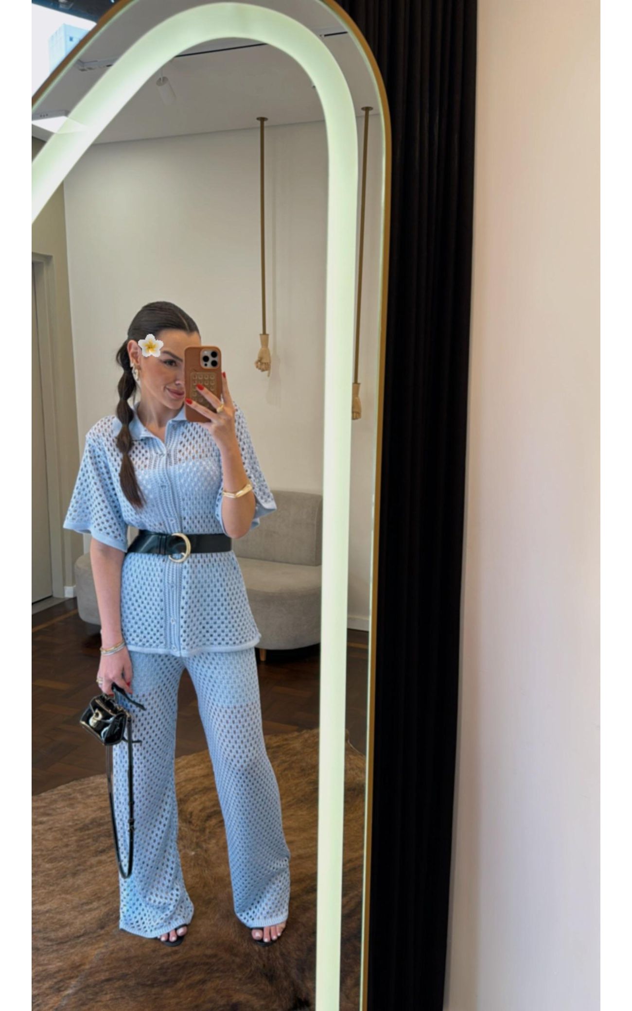 Conjunto Tricot Luísa - Azul Bebê 