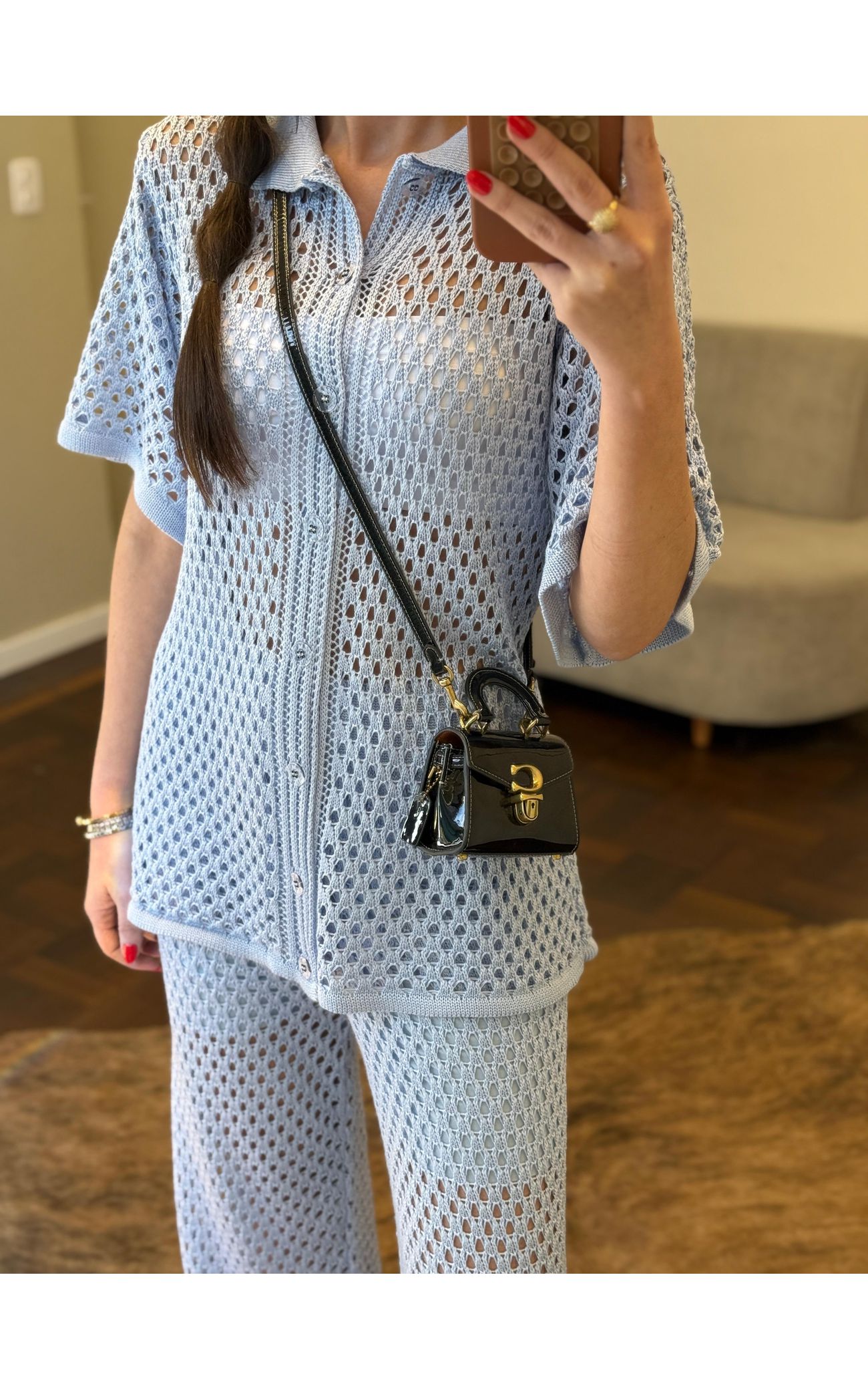 Conjunto Tricot Luísa - Azul Bebê 