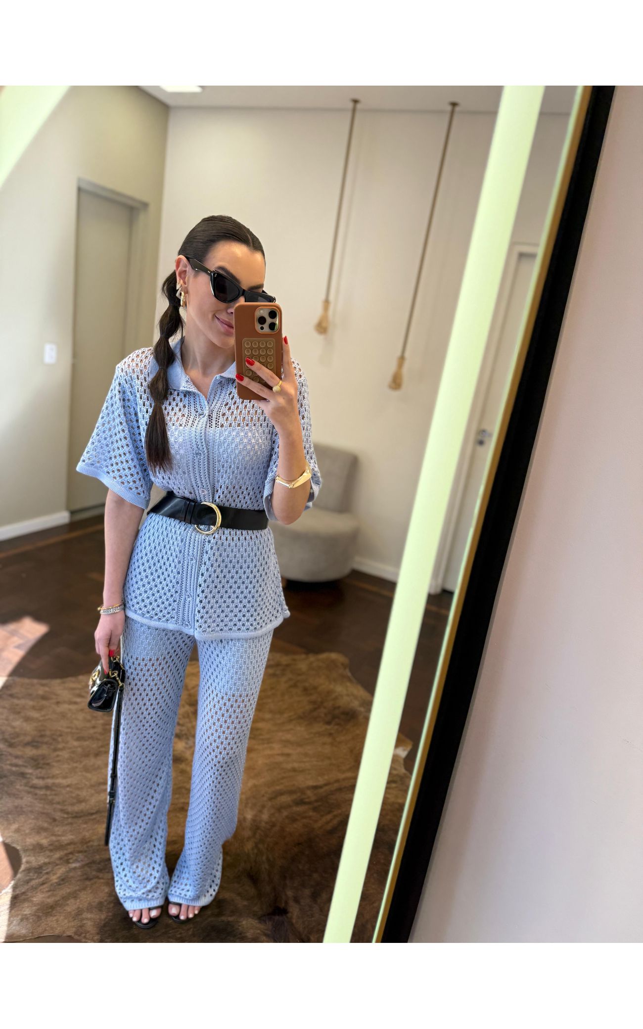 Conjunto Tricot Luísa - Azul Bebê 