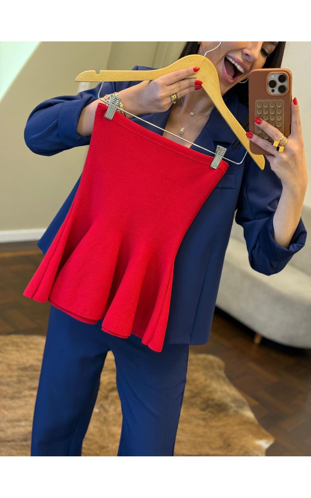 Tomara que Caia Tricot Peplum - Vermelho