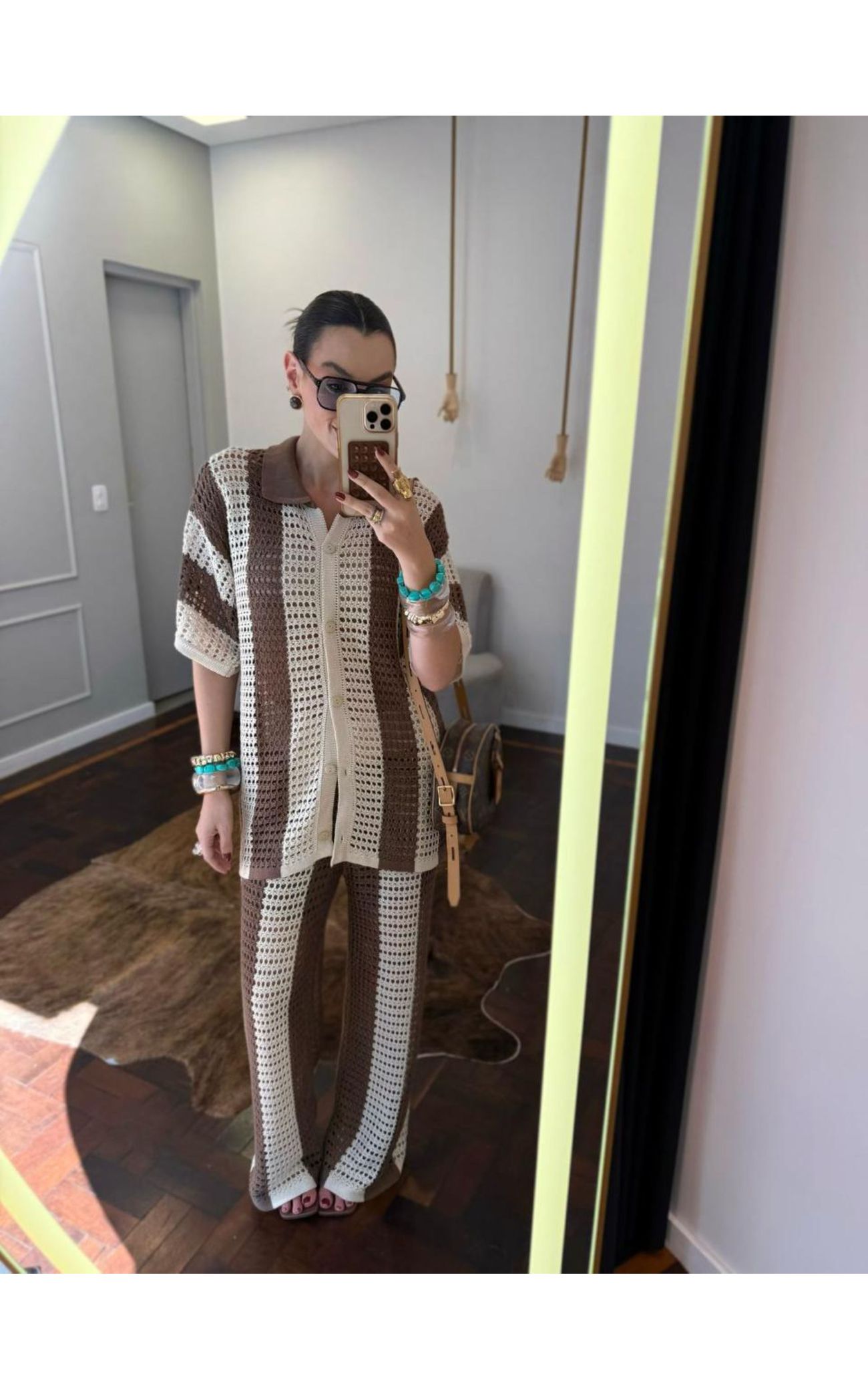 Conjunto Tricot Trabalhado Listras Largas Verticais