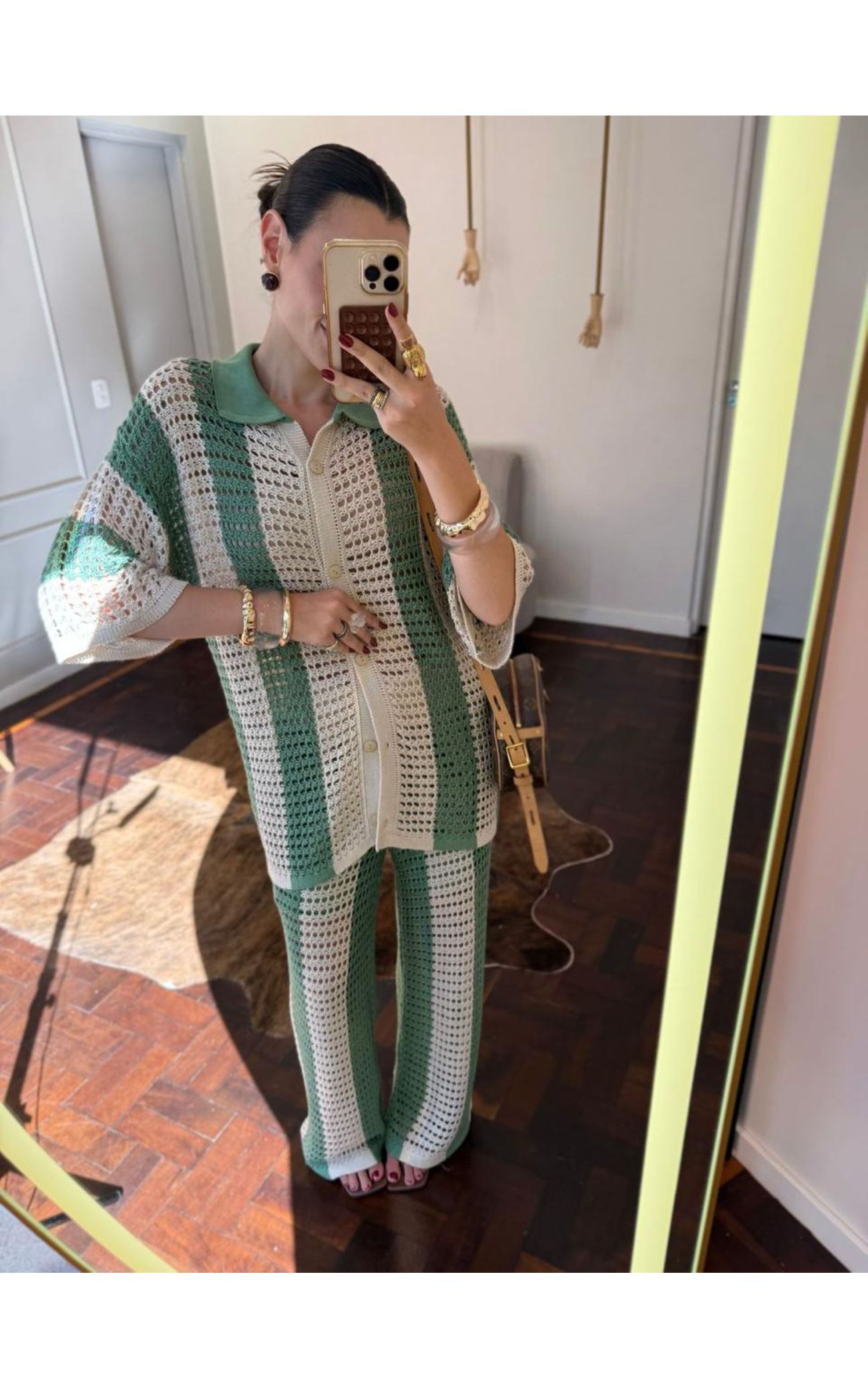 Conjunto Tricot Trabalhado Listras Largas Verticais