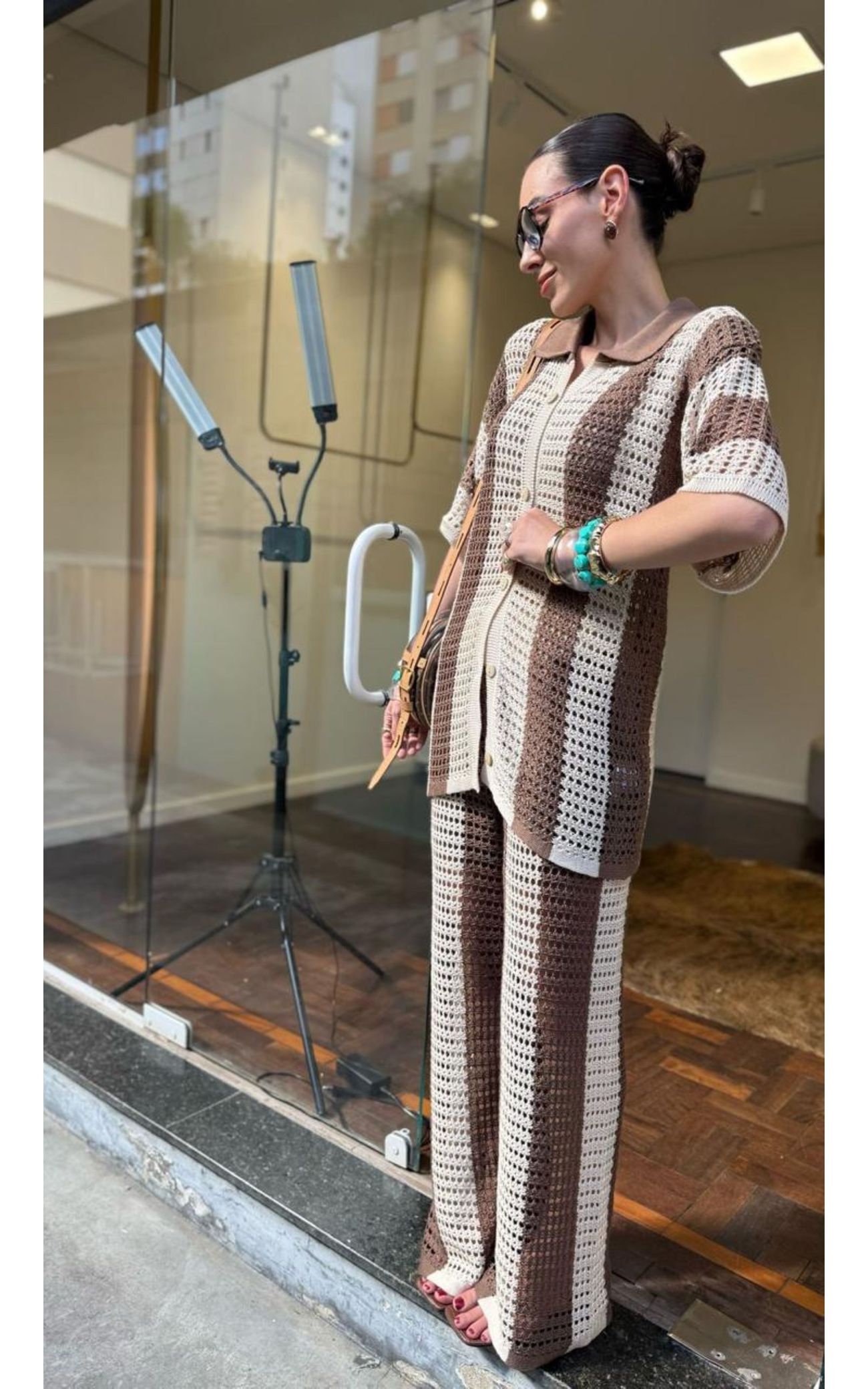 Conjunto Tricot Trabalhado Listras Largas Verticais