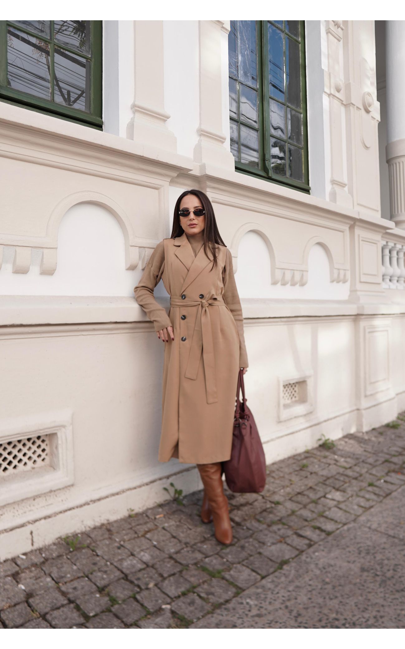 Vestido Alfaiataria - Estética Trench Coat - Bege 