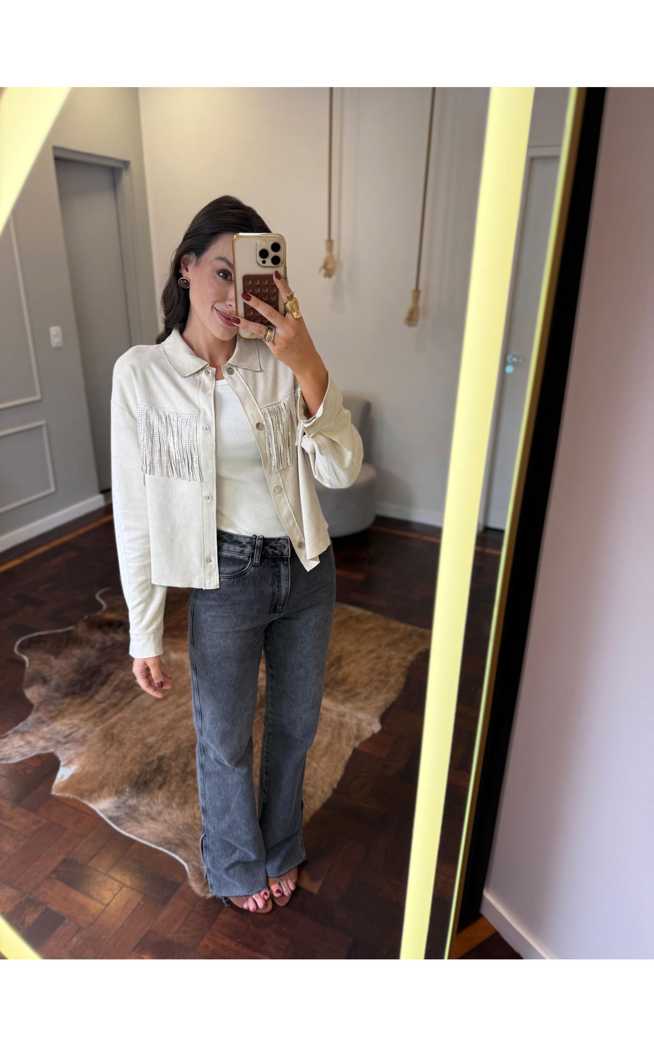 Jaqueta Chamois Franjas - Off White 
