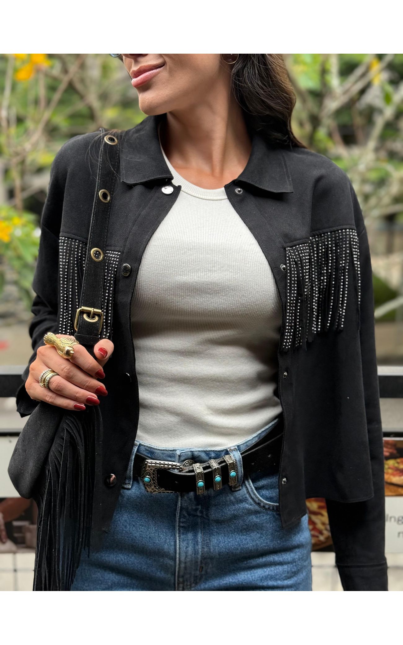Jaqueta Chamois Franjas - Preto