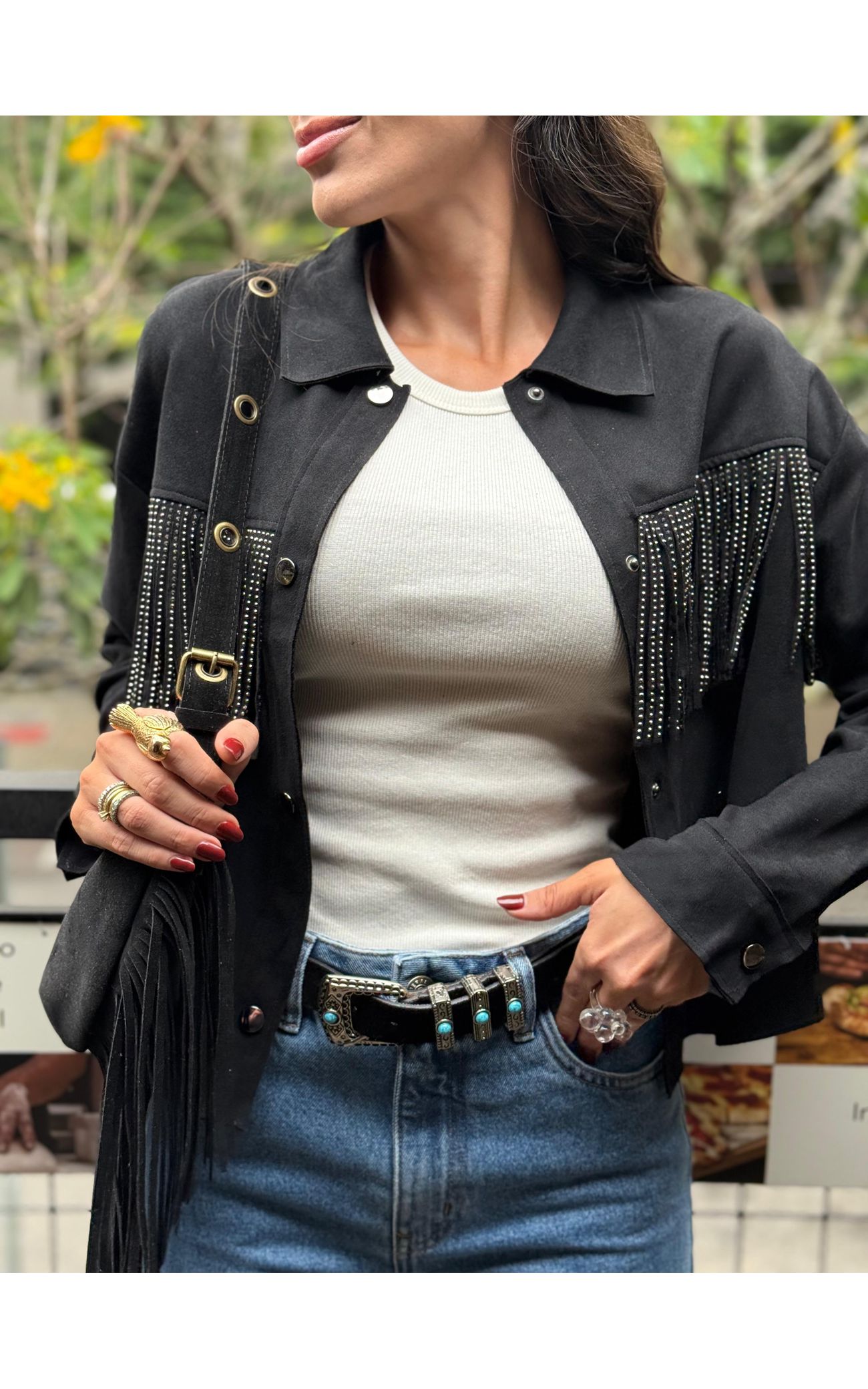 Jaqueta Chamois Franjas - Preto