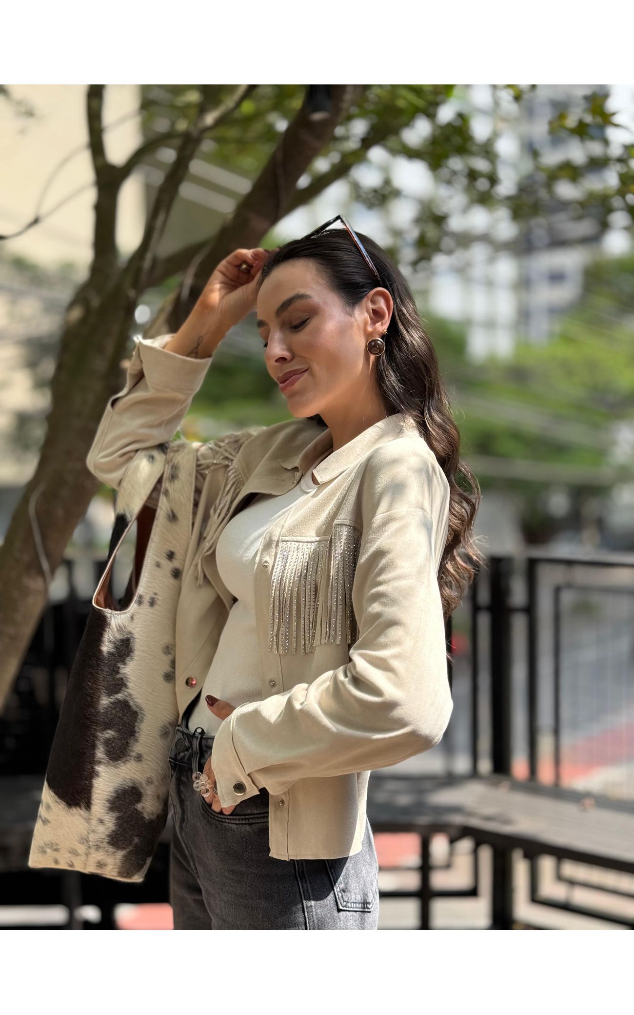 Jaqueta Chamois Franjas - Off White 