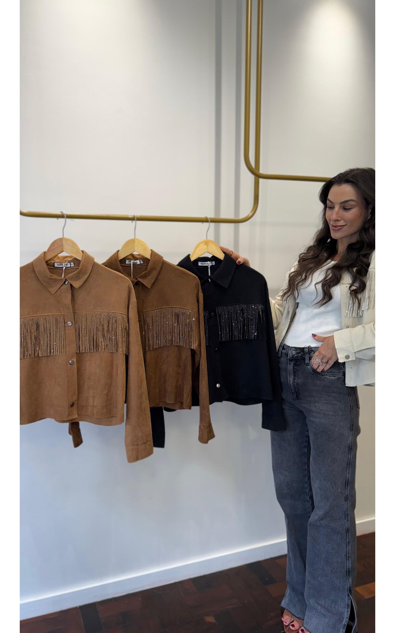 Jaqueta Franja Suede - Preto