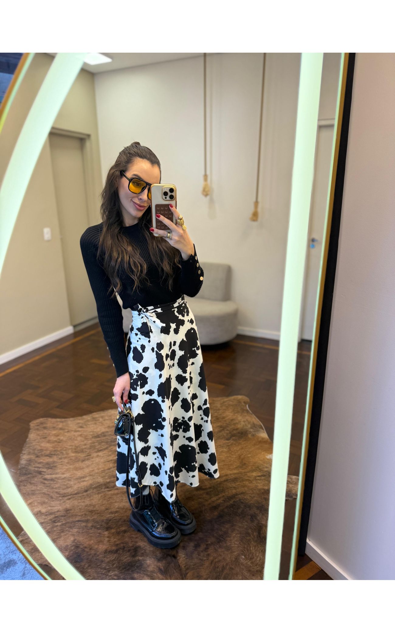 Saia Transpassada Cow Print 