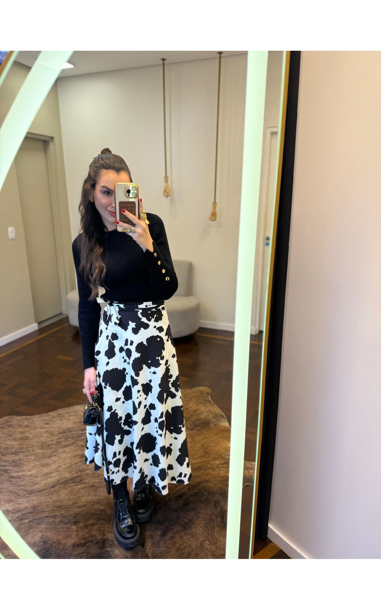 Saia Transpassada Cow Print 