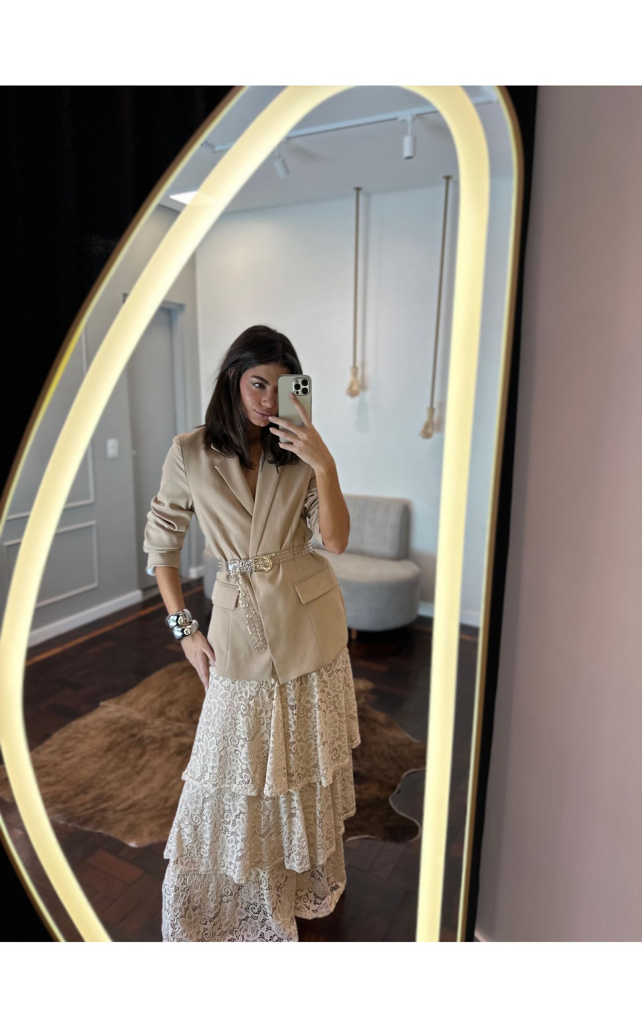 Saia Longa Renda Camadas Lorena - Preta