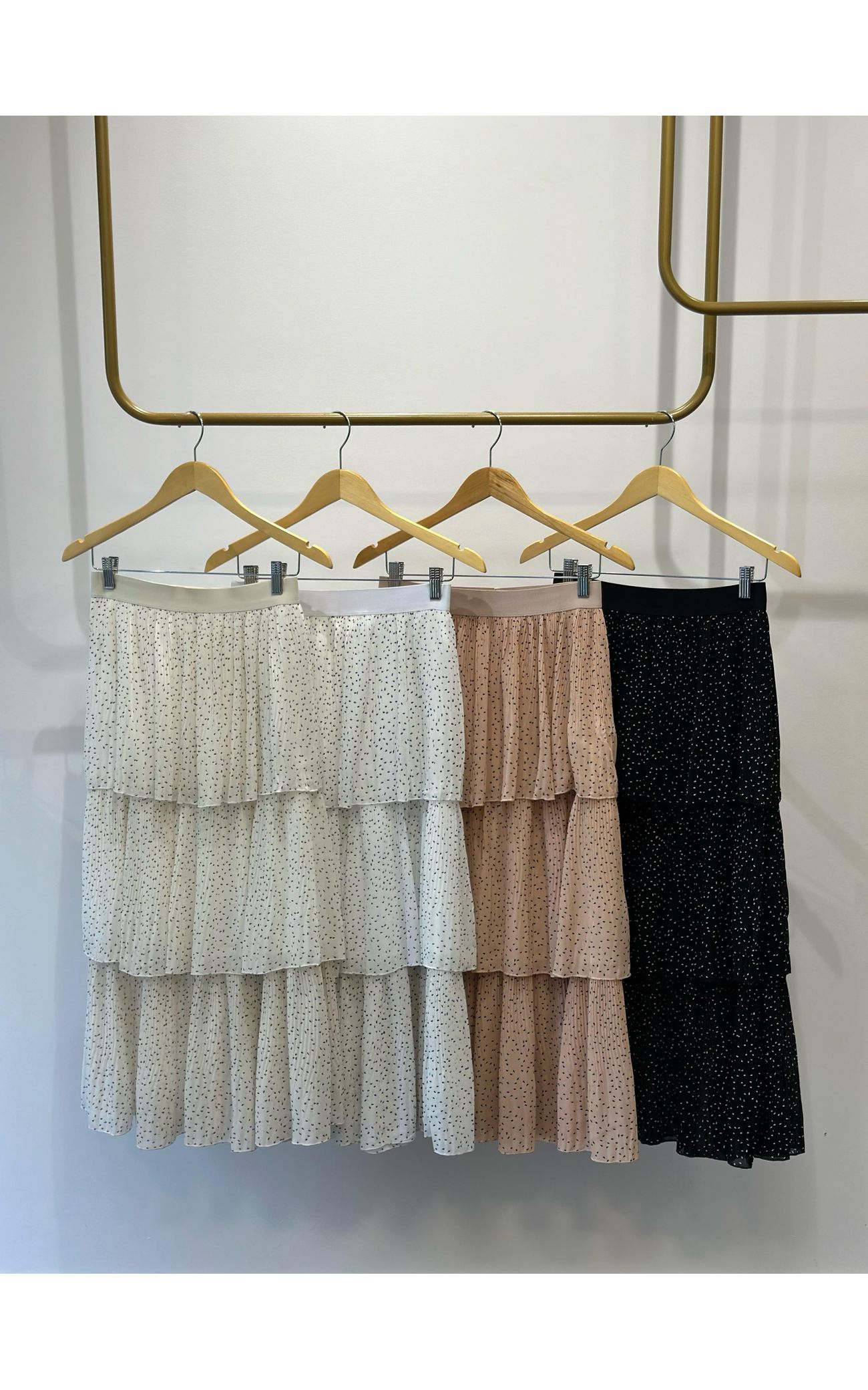 Saia Camadas Mini Poá Orgânico - Branco com Poá Preto 