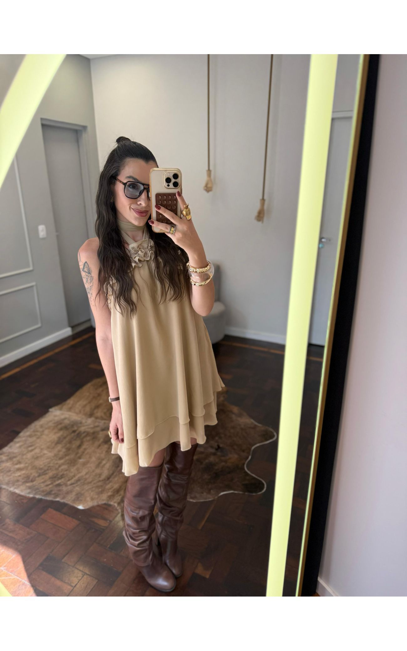 Vestido Chiffon Amarração Pescoço 