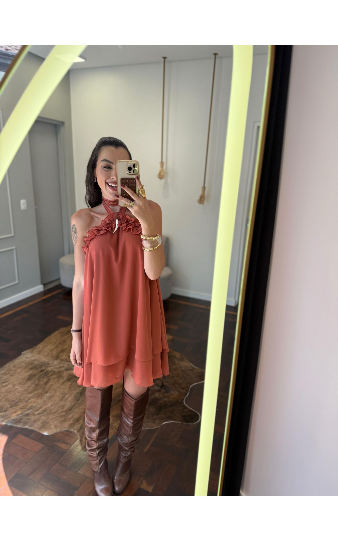 Vestido Chiffon Amarração Pescoço 