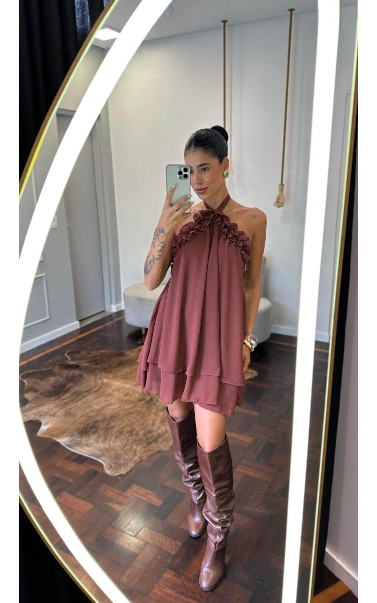 Vestido Chiffon Amarração Pescoço 