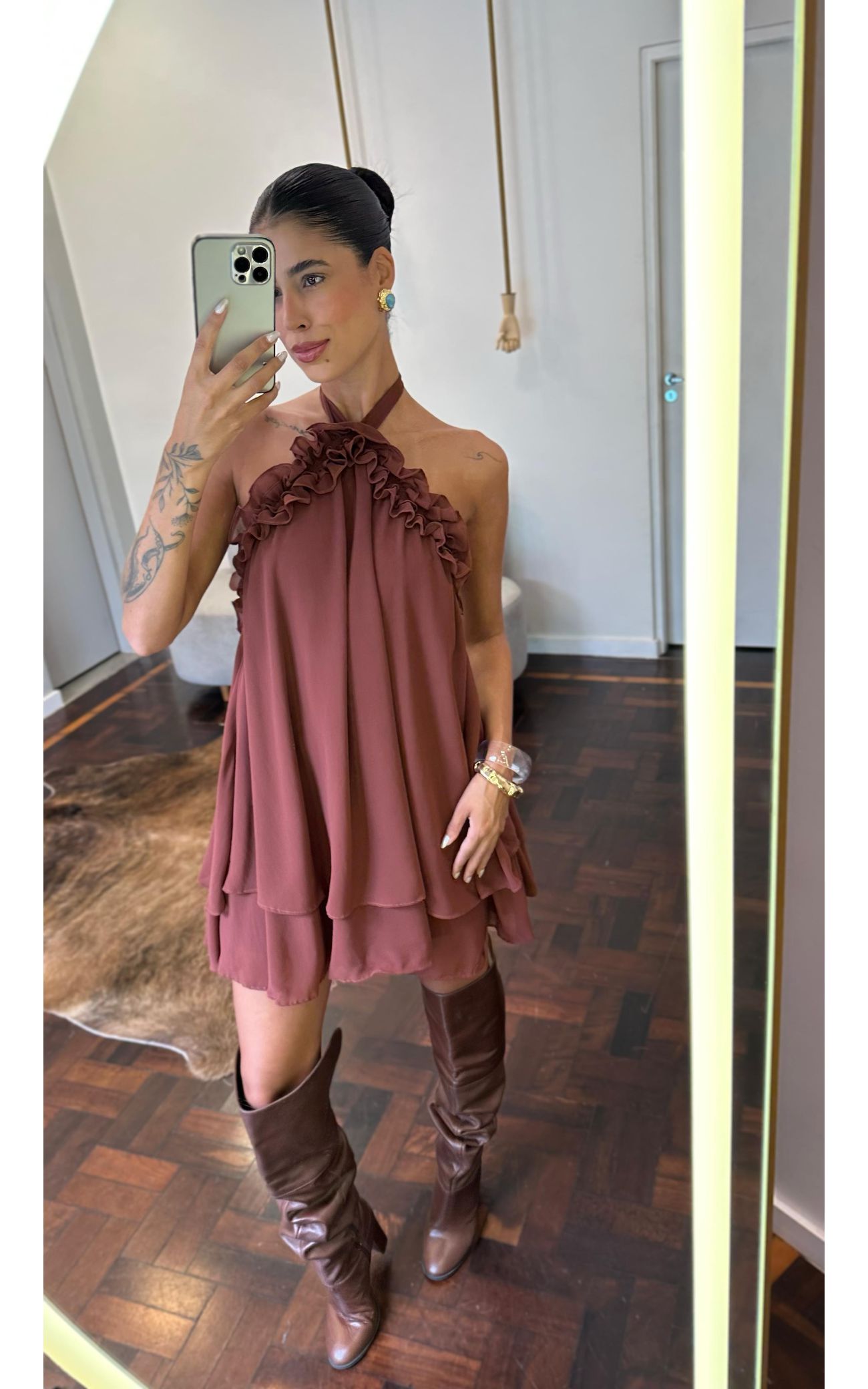 Vestido Chiffon Amarração Pescoço 