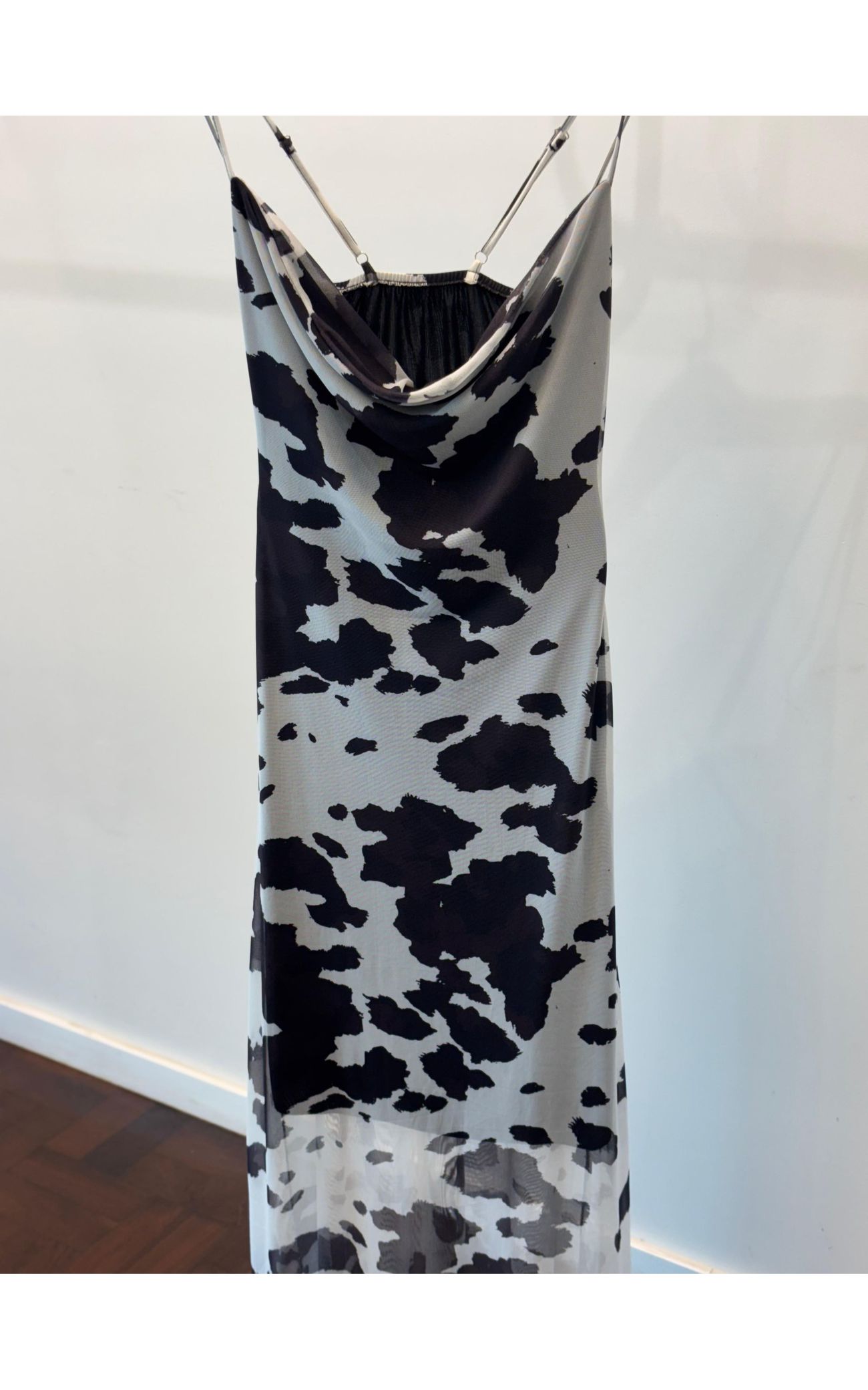 Vestido Alça Tule - Cow Print 
