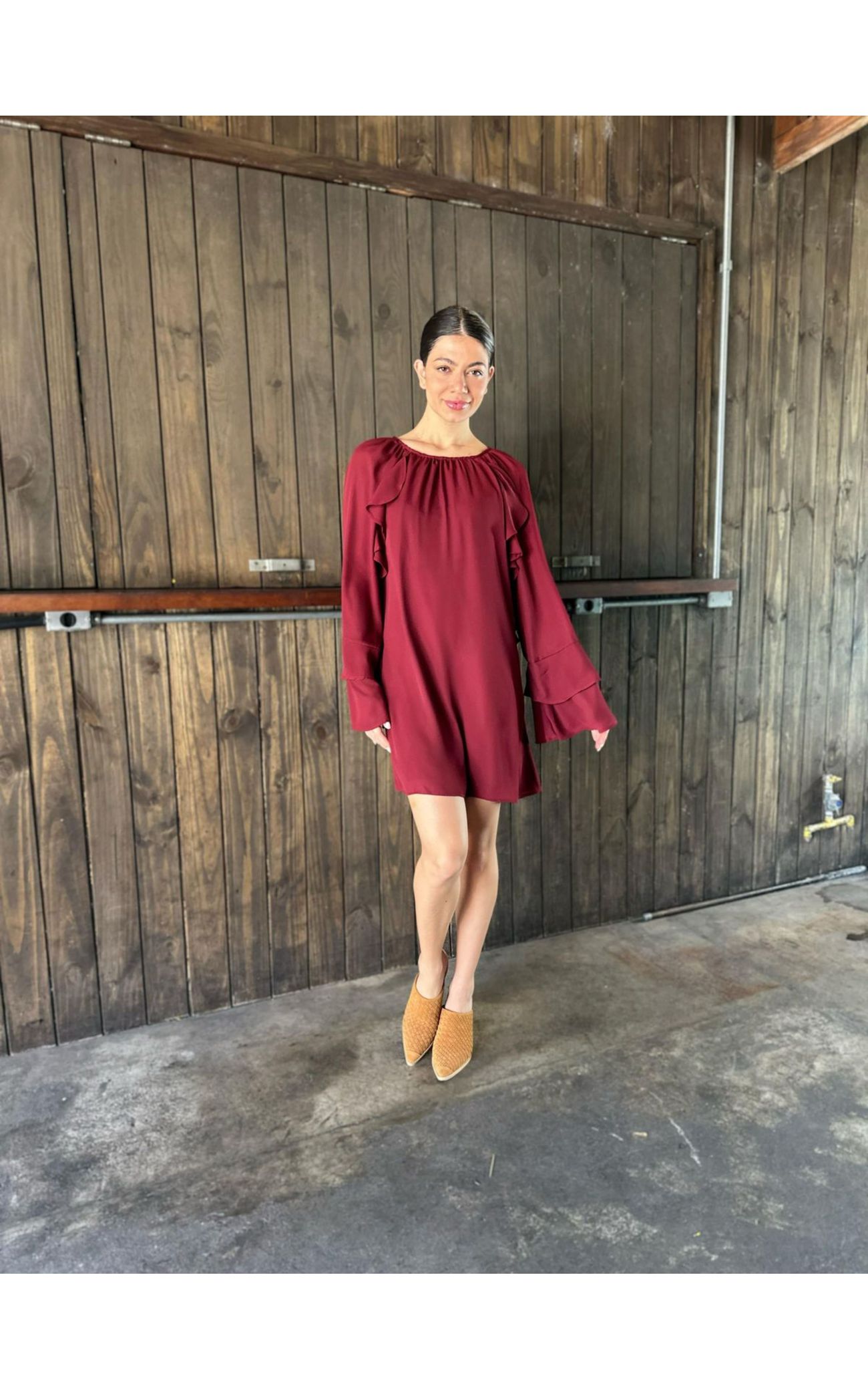 Vestido Curto Fluido Lituânia - Bordô