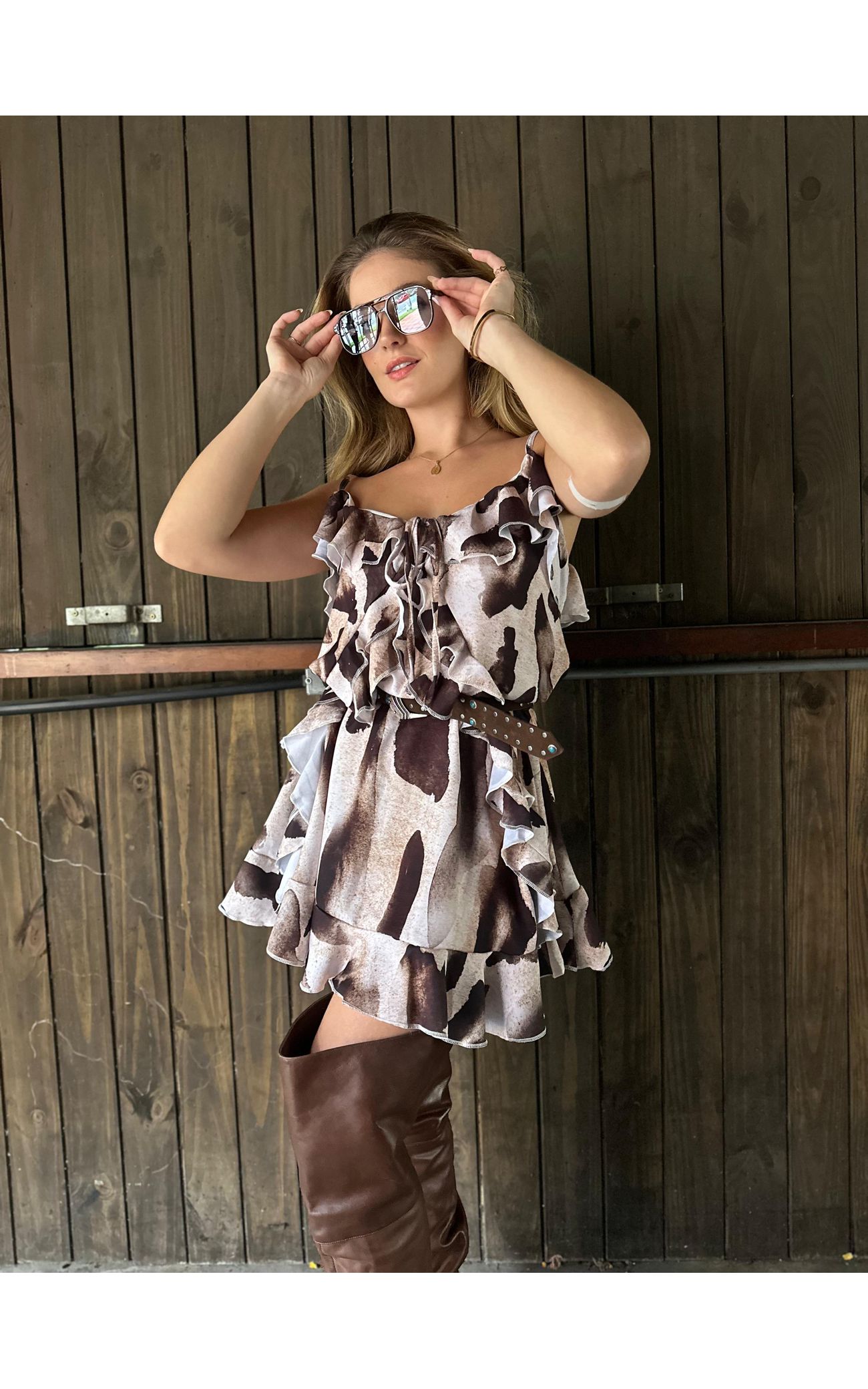 Vestido Curto Cow Print Carol 