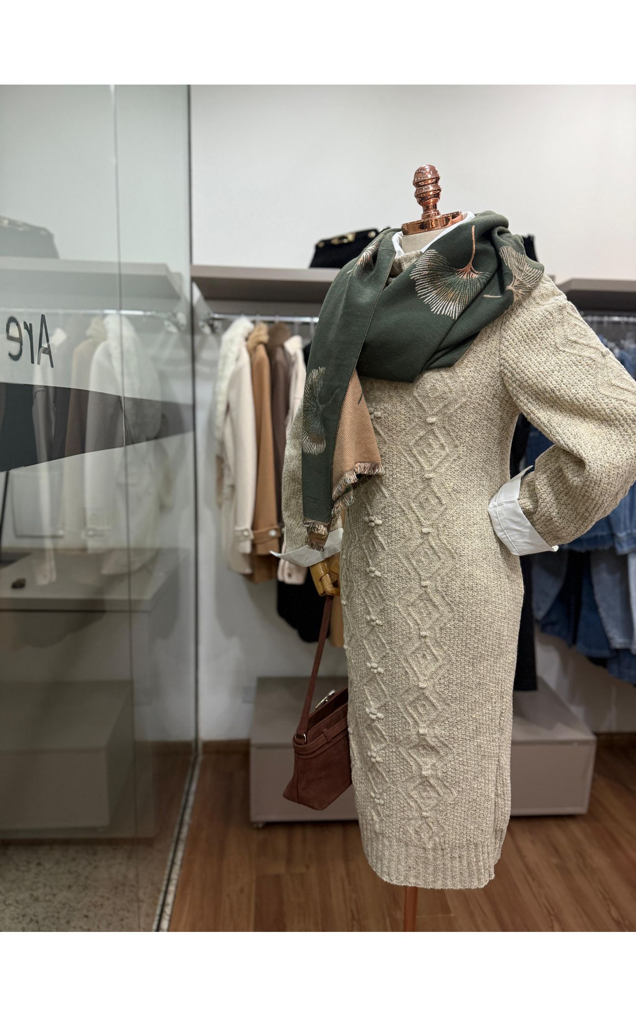 Vestido Tricot Dinamarca - Areia 