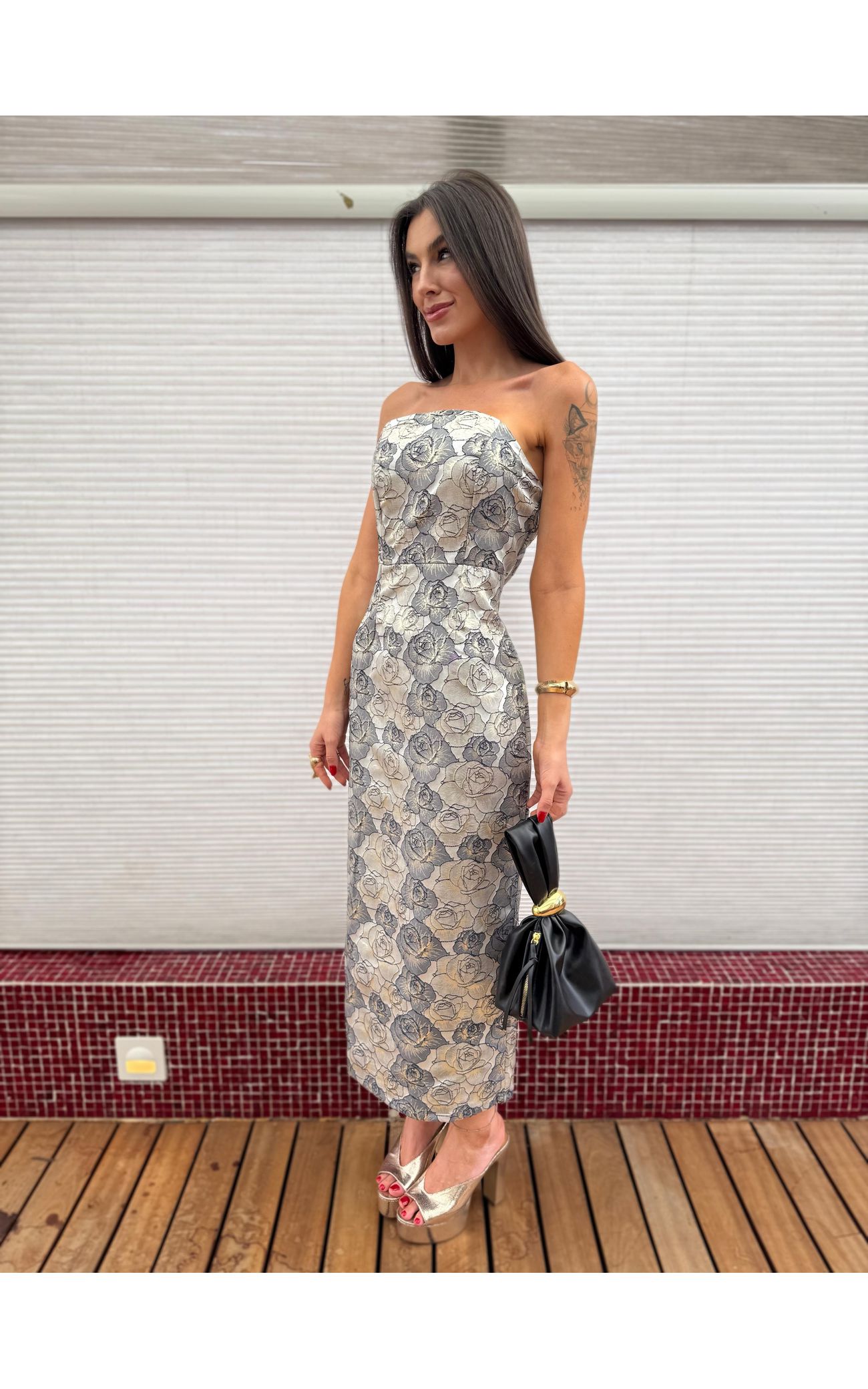 Vestido Alfaiataria Jacquard Luxury - PRATA