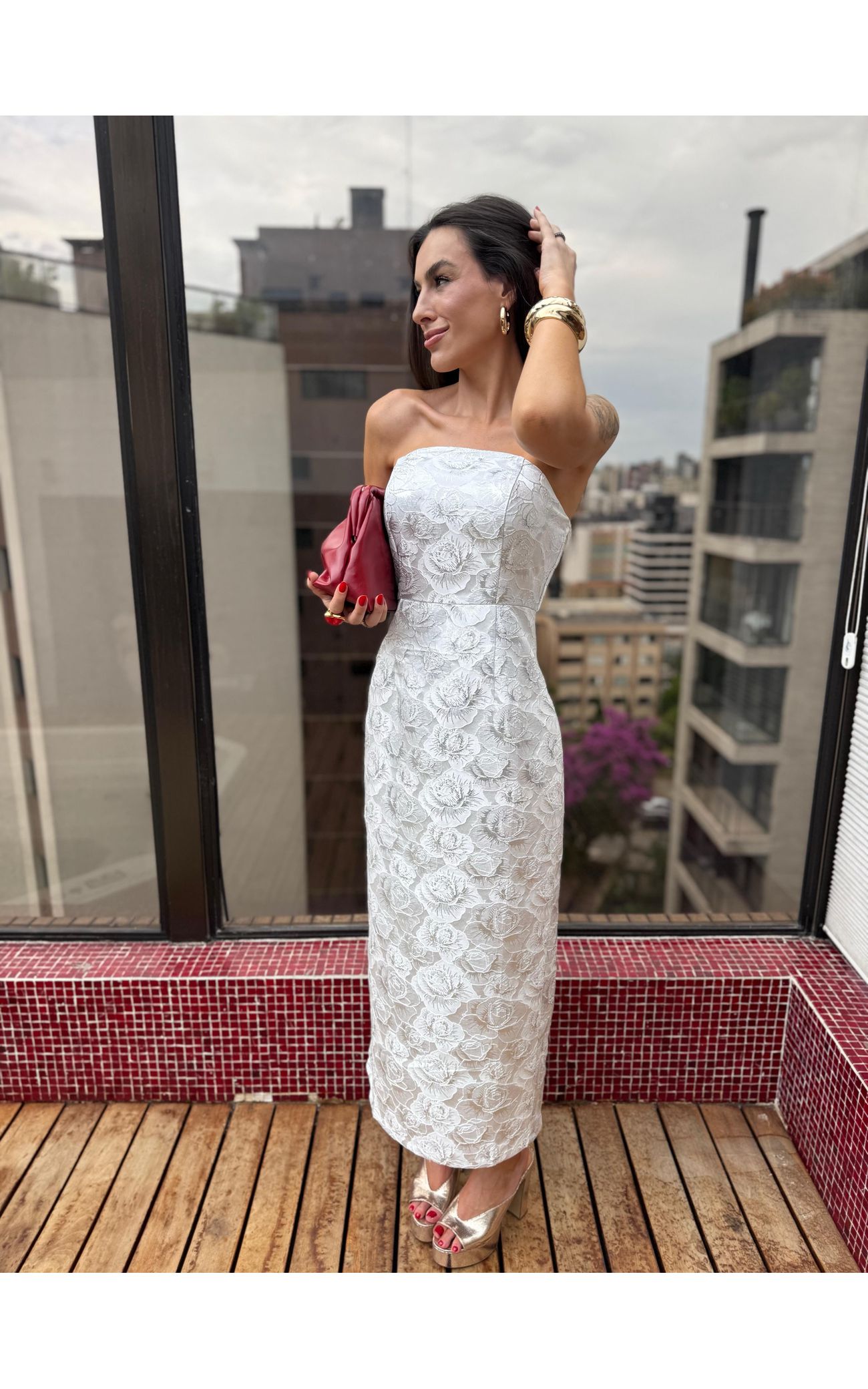 Vestido Alfaiataria Jacquard Luxury - PRATA
