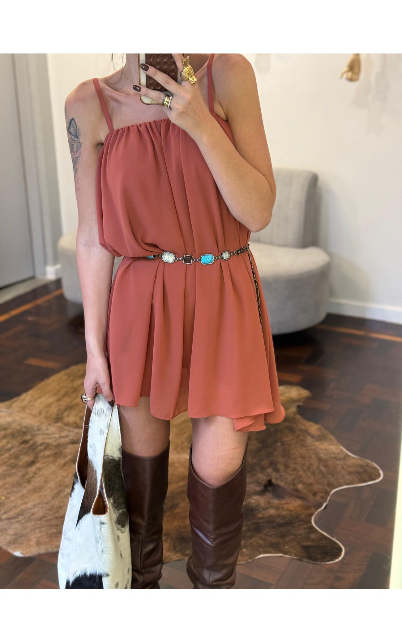 Conjunto Vestido e Capa Chiffon 