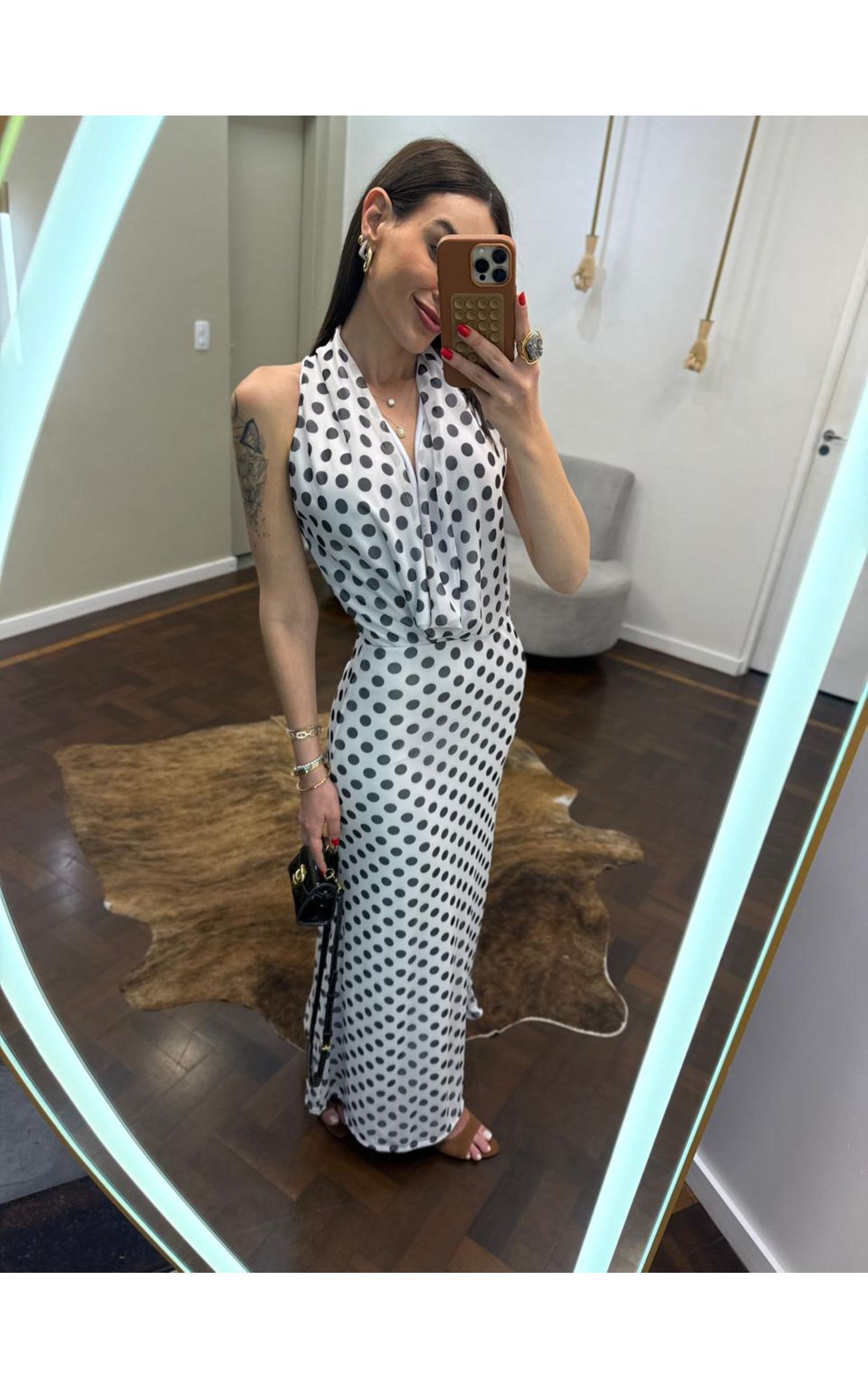 Vestido Chiffon Calm Poá - Off White 