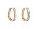 Brinco Argola Oval com Zircônias Aço Inoxidável Dourado