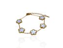 Pulseira Trevo Branco Liso Aço Inoxidável Dourado