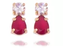 Brinco Gota Semijoia Banho De Ouro 18k Zirconia Vermelha