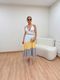 Vestido Sabrina Branco/cinza/amarelo