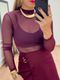 Blusa Tule Gola Vinho
