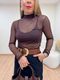 Blusa Tule Gola Marrom